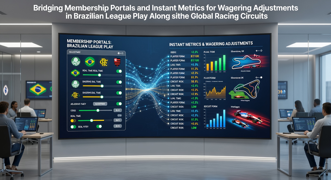 Digital interface showing membership portal access alongside real-time metrics from Brazilian football matches and global horse racing events