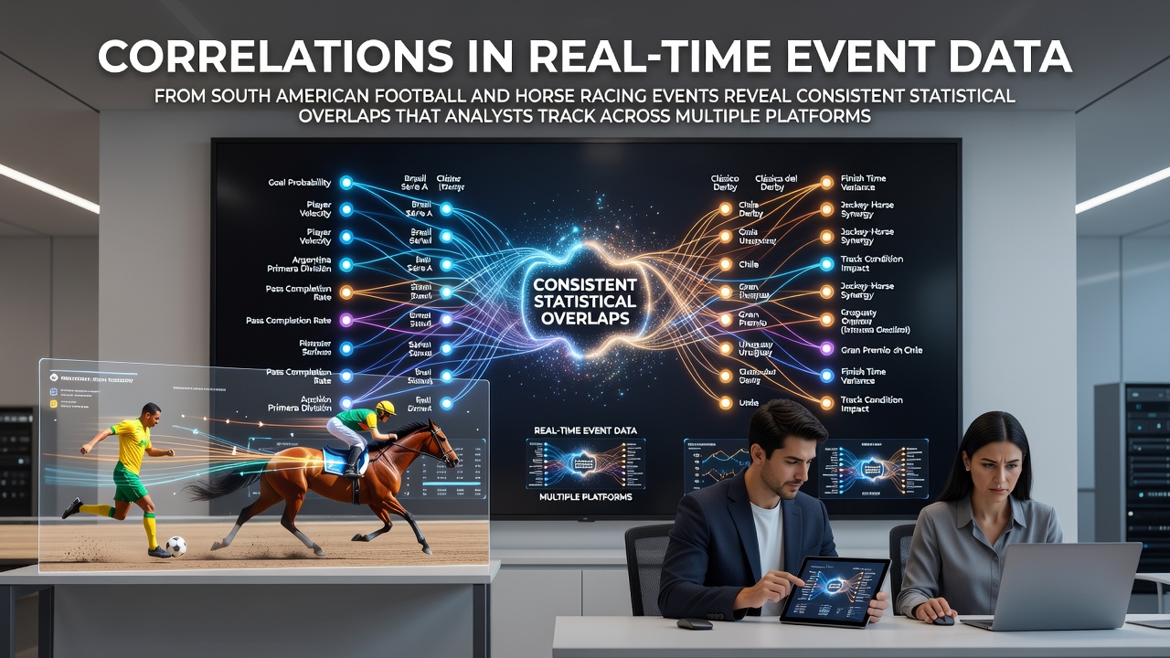 Chart displaying statistical overlaps in live South American football and horse racing event data tracked across platforms