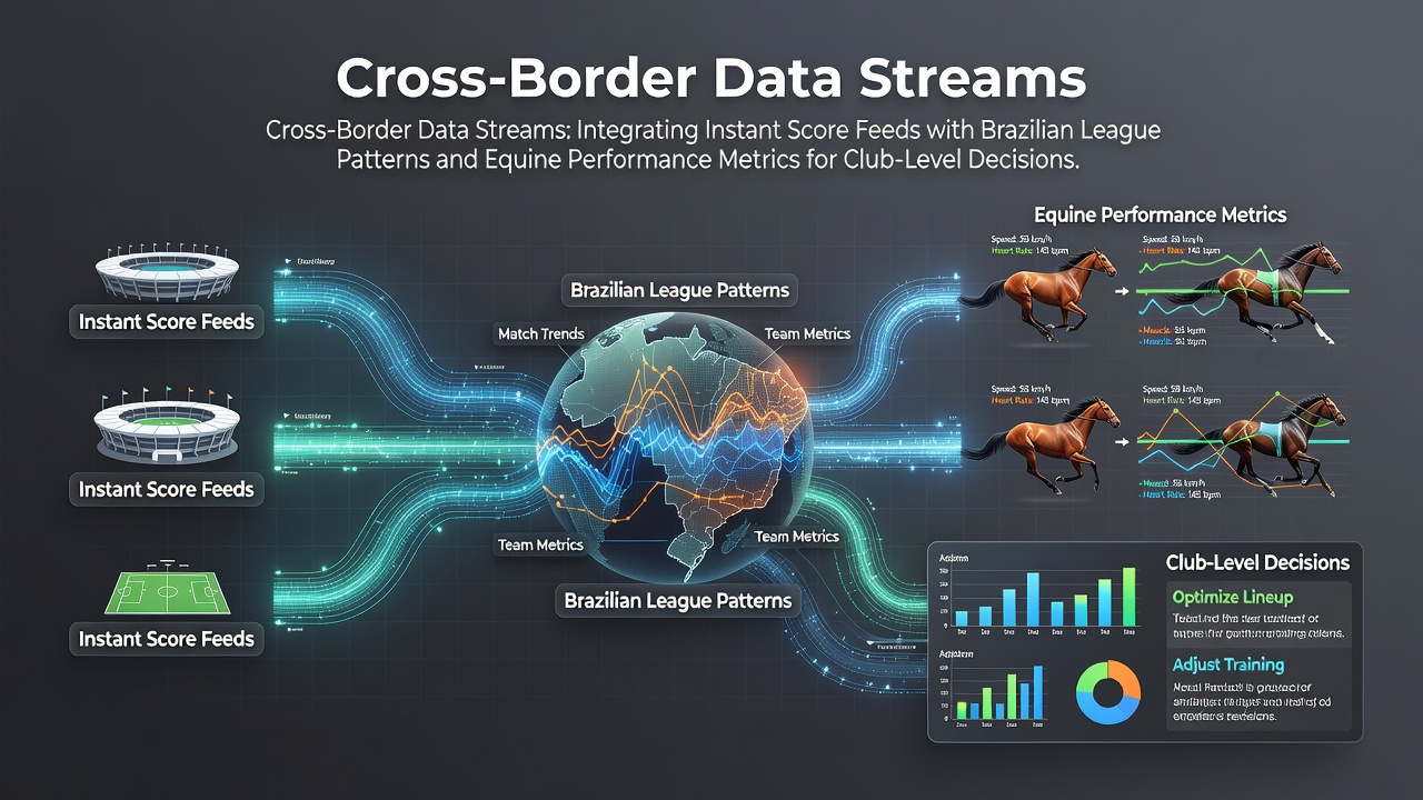 Cross-border data integration dashboard showing live Brazilian league scores and equine performance metrics