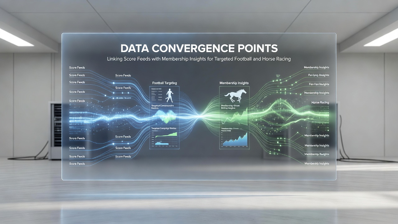 Chart illustrating data flow from score feeds to personalized membership segments in racing and football