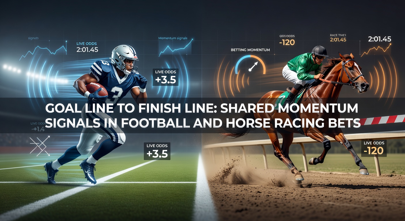 A dramatic football goal celebration merges with a horse crossing the finish line in a high-stakes race, symbolizing shared momentum in betting