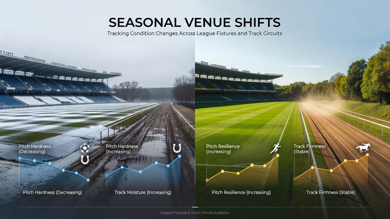 Chart displaying performance data variations linked to venue condition changes over multiple seasons