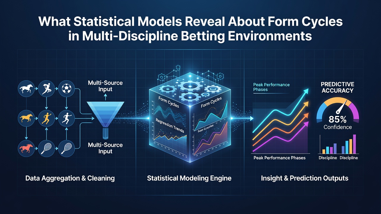 Statistical analysis charts displaying form cycle trends in football and horse racing betting environments